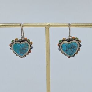 Barse 925 Sterling Silver Turquoise Heart Earrings